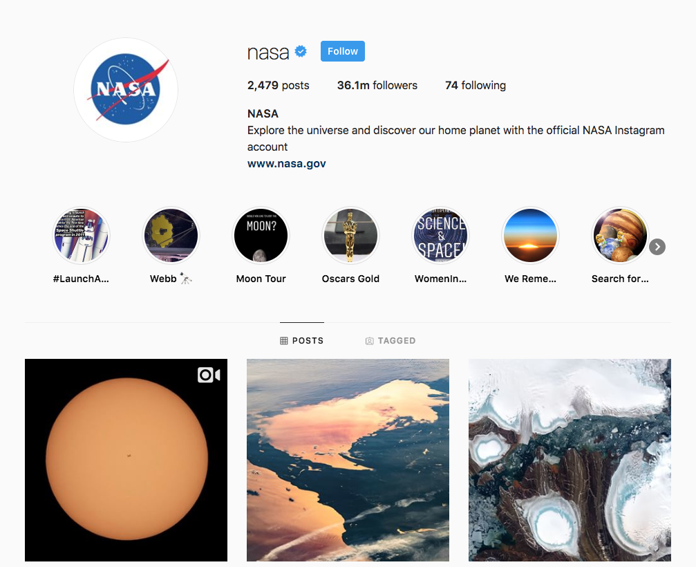 Nasa Instagram Profile