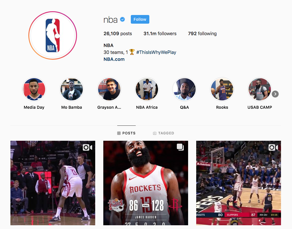 NBA Instagram Profile